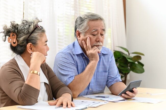 Couple doing their income taxes