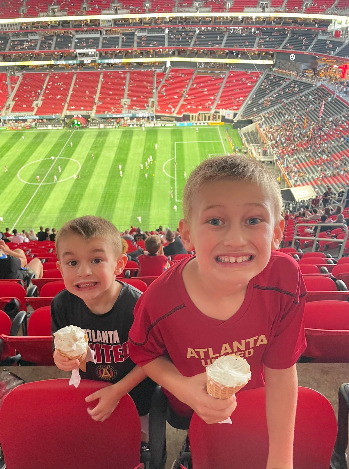 Jason Wiggams sons at Atlanta United soccer match
