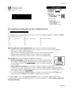 Example of IRS Audit Letter Page 1