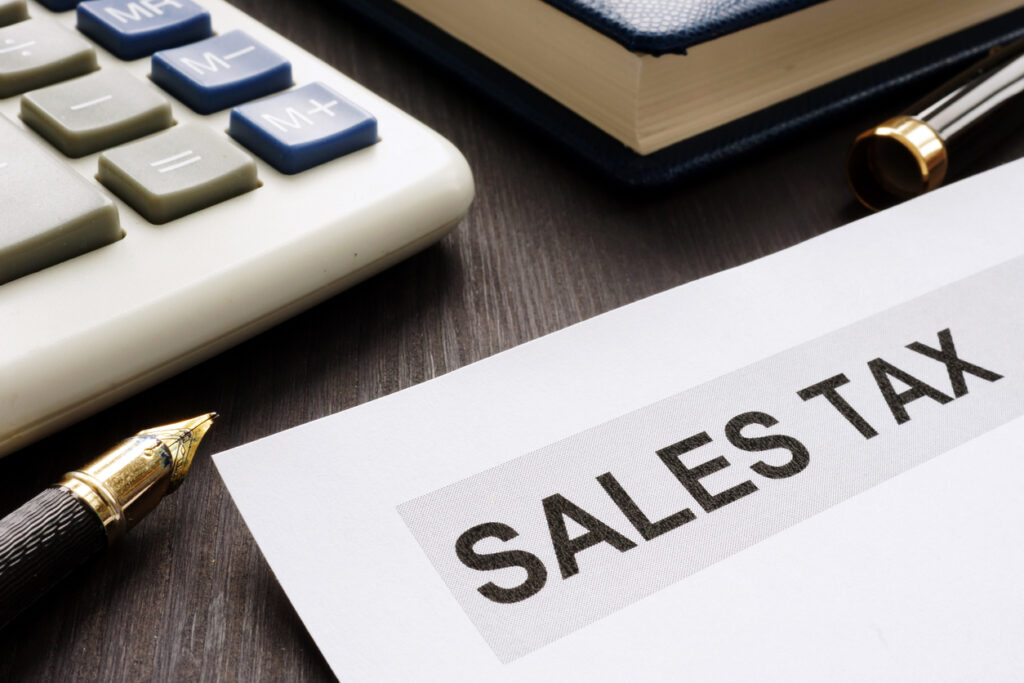 Georgia Sales tax certificate Papers on the office table.