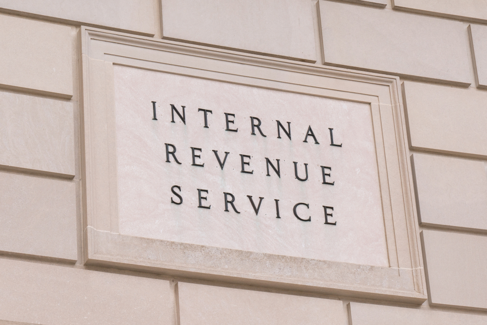 WASHINGTON, DC - MARCH 14, 2018 Internal Revenue Service sign at the IRS Building in Washington, DC